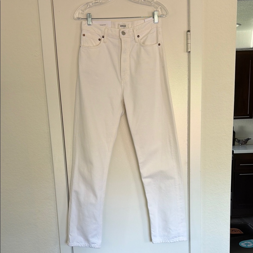 NWT Agolde White High-Rise Straight Jeans